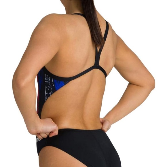 ARENA womens Team Painted Stripes Light Drop Back One Piece swimsuit sz 20 NWT - Picture 7 of 8